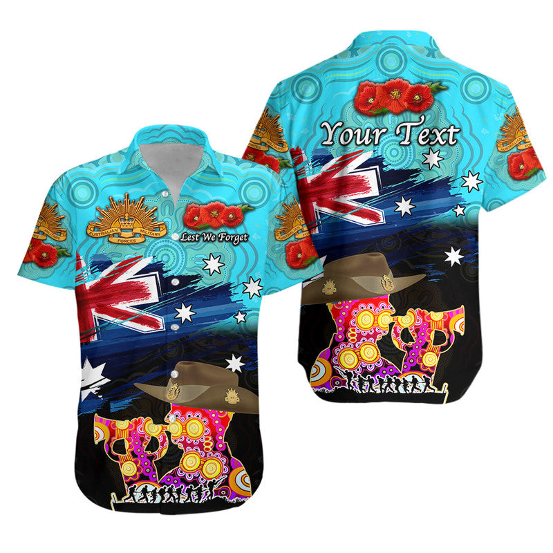 (Custom Personalised) Australia Aboriginal ANZAC Hawaiian Shirt Remembrance Vibes - Blue - Vibe Hoodie Shop