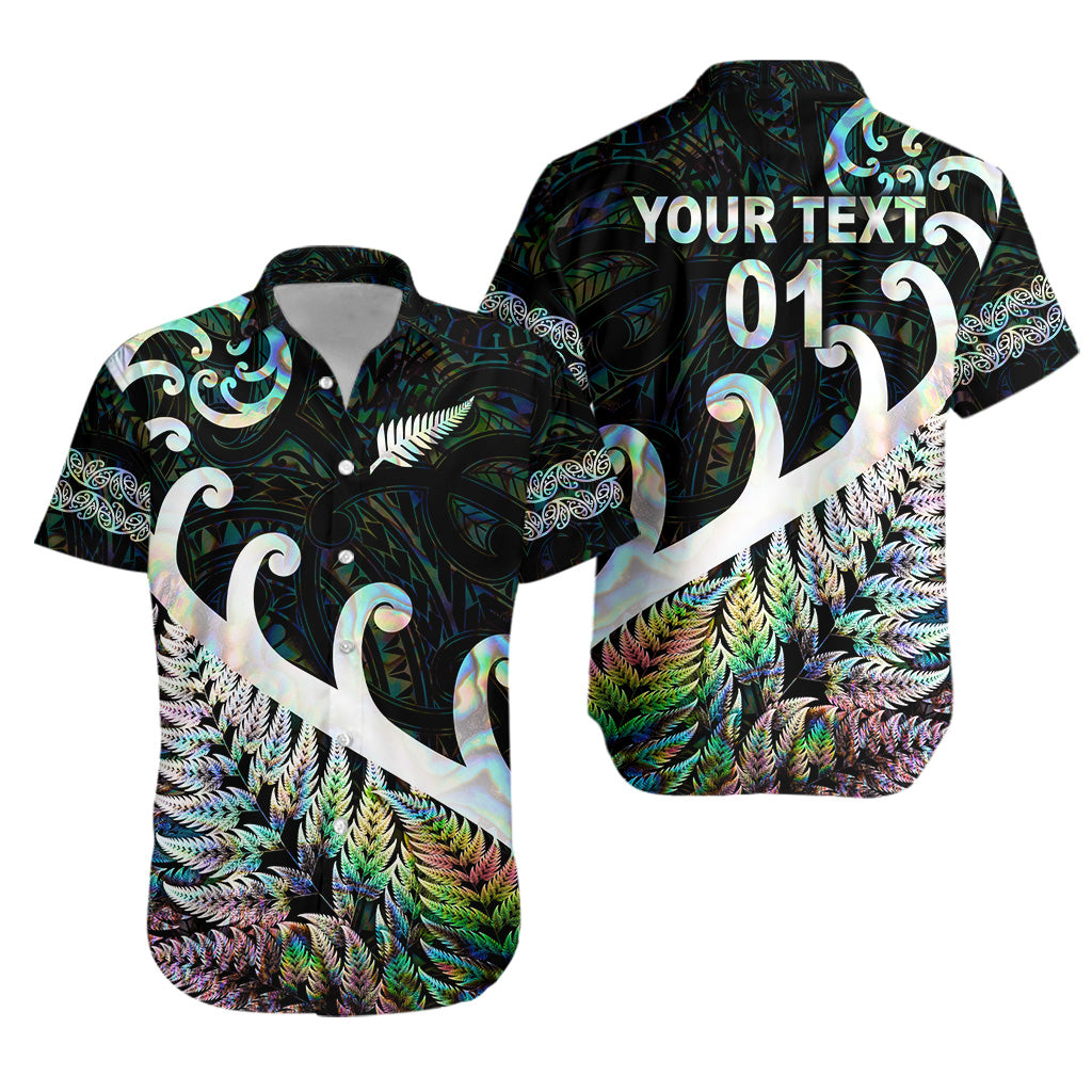 (Custom Personalised) New Zealand Rugby Maori Hawaiian Shirt Silver Fern Koru Vibes - Paua Shell - Vibe Hoodie Shop