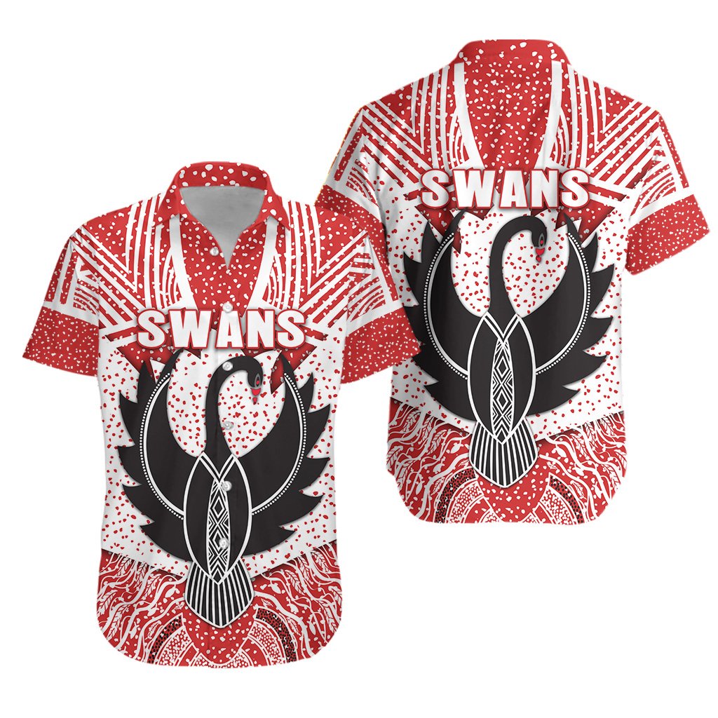 Sydney Hawaiian Shirt Indigenous Swans - Vibe Hoodie Shop