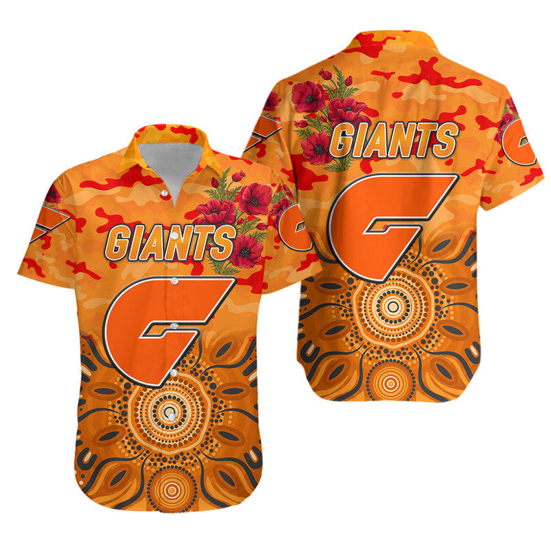Greater Western Sydney Giants ANZAC Hawaiian Shirt Indigenous Vibes - Vibe Hoodie Shop