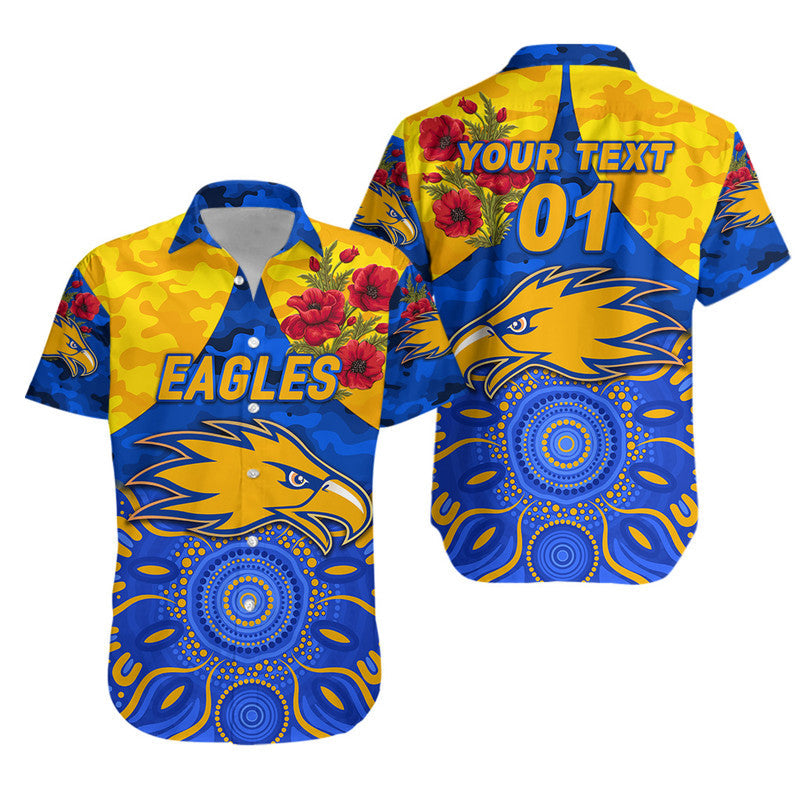 (Custom Personalised) West Coast Eagles ANZAC Hawaiian Shirt Indigenous Vibes - Royal Blue - Vibe Hoodie Shop