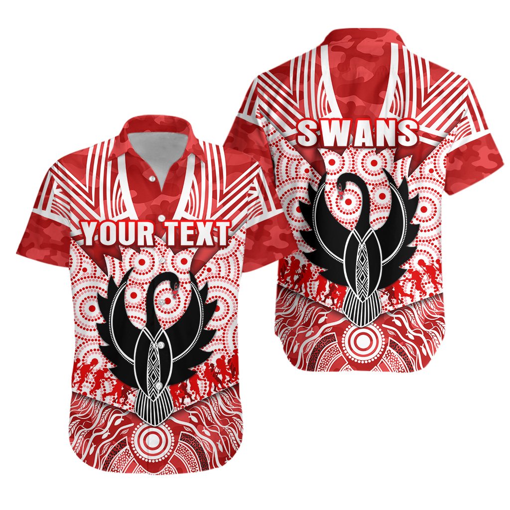 (Custom Personalised) Sydney Swans Hawaiian Shirt ANZAC Day Indigenous - Vibe Hoodie Shop