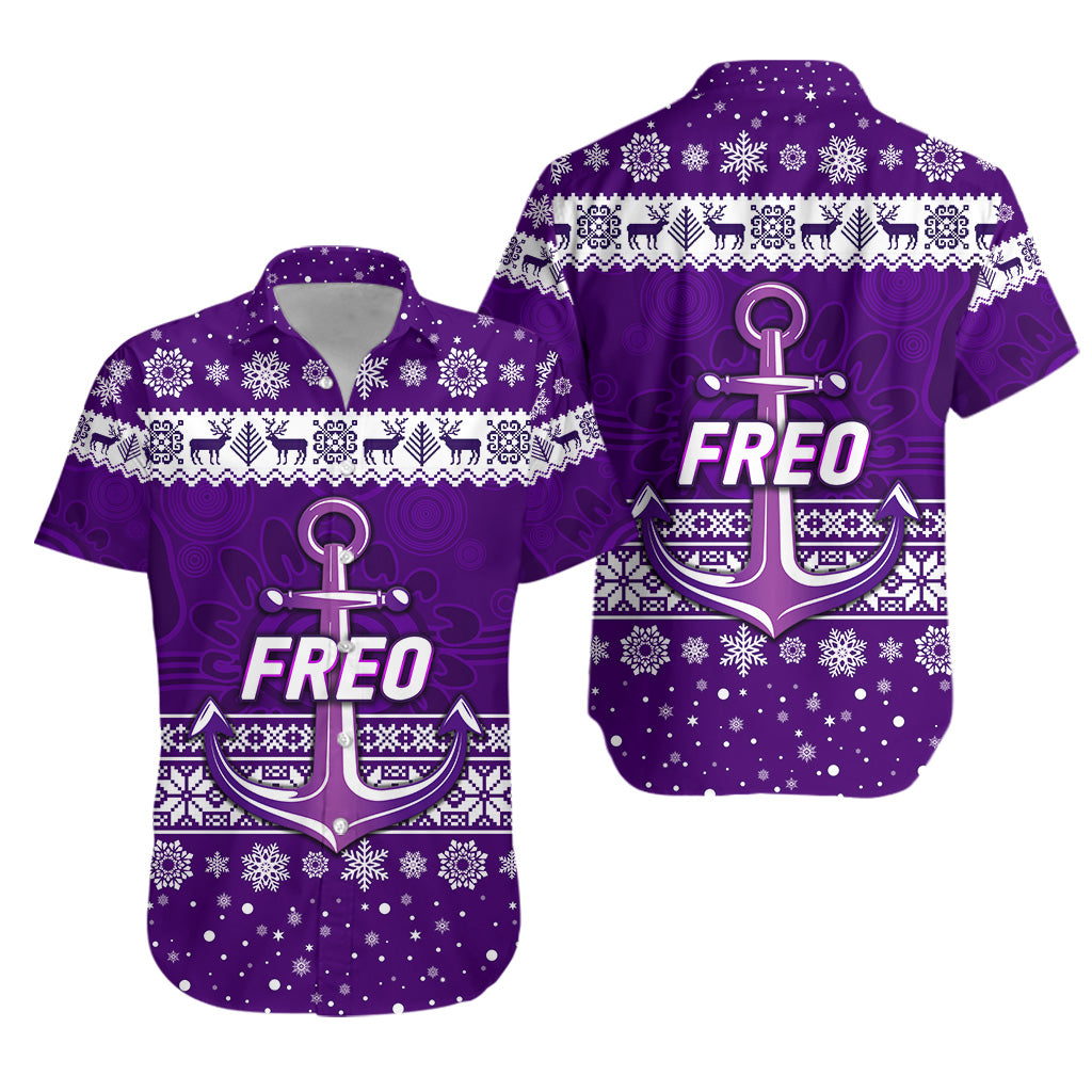 Fremantle Dockers Hawaiian Shirt Freo Christmas Simple Style - White - Vibe Hoodie Shop