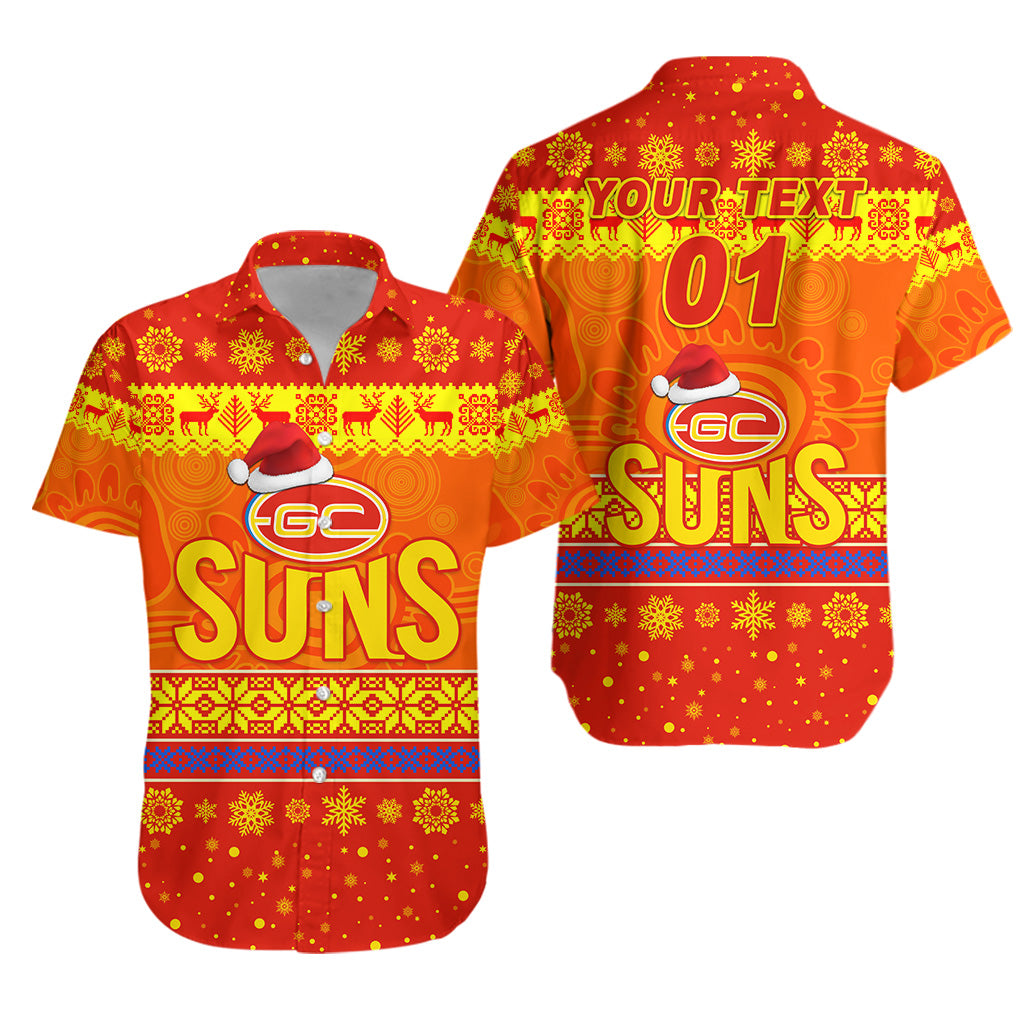 (Custom Personalised) Gold Coast Suns Hawaiian Shirt Christmas Simple Style - Vibe Hoodie Shop