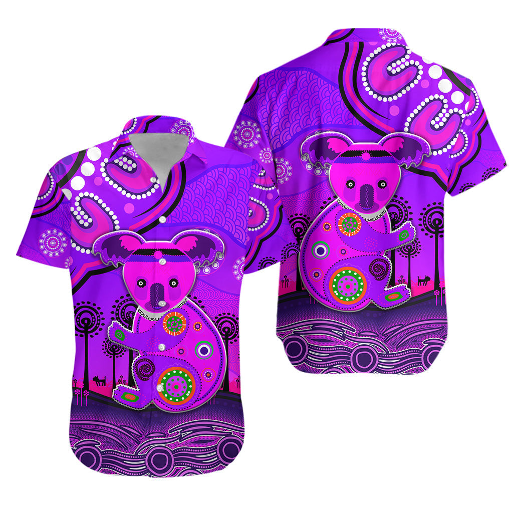 Aboriginal Art Koala Hawaiian Shirt Indigenous Unique Vibes - Purple - Vibe Hoodie Shop