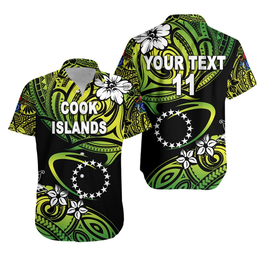 (Custom Personalised) Cook Islands Rugby Hawaiian Shirt Unique Vibes - Green, Custom Text and Number - Vibe Hoodie Shop