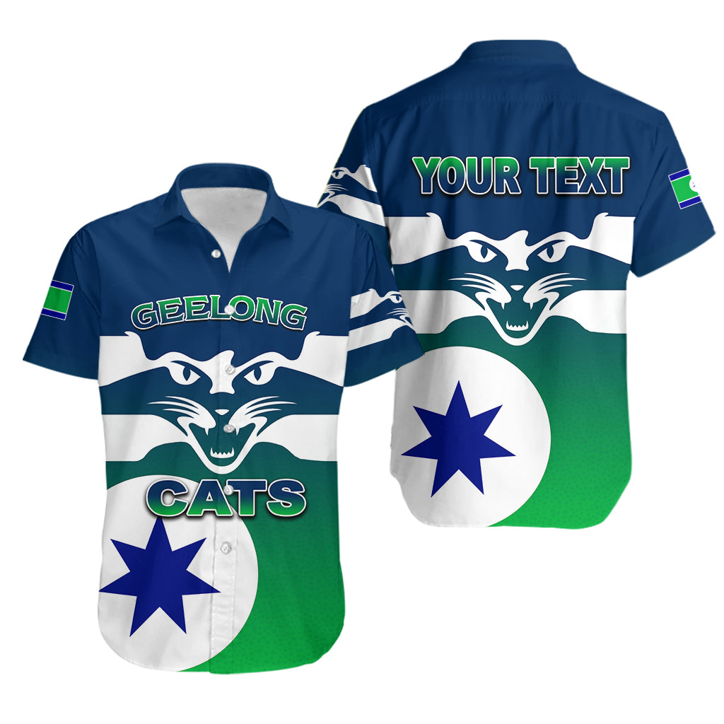 (Custom Personalised) Cats Hawaiian Shirt Mix Geelong Flag - Vibe Hoodie Shop