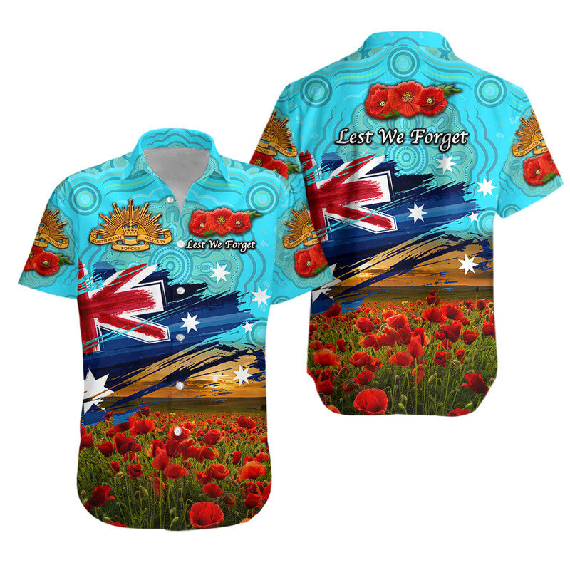 Australia Aboriginal ANZAC Hawaiian Shirt Poppy Vibes - Blue - Vibe Hoodie Shop