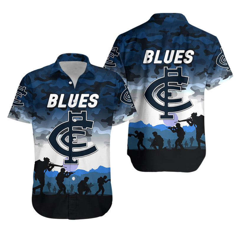 Carlton Blues ANZAC Hawaiian Shirt Simple Style - Vibe Hoodie Shop