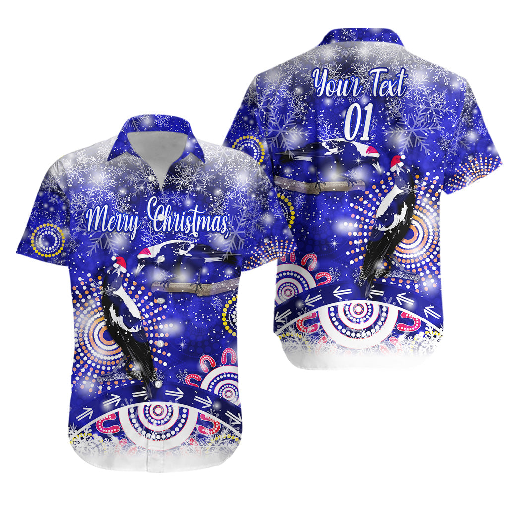(Custom Personalised) Australian Magpies Christmas Hawaiian Shirt Original Style - Blue - Vibe Hoodie Shop