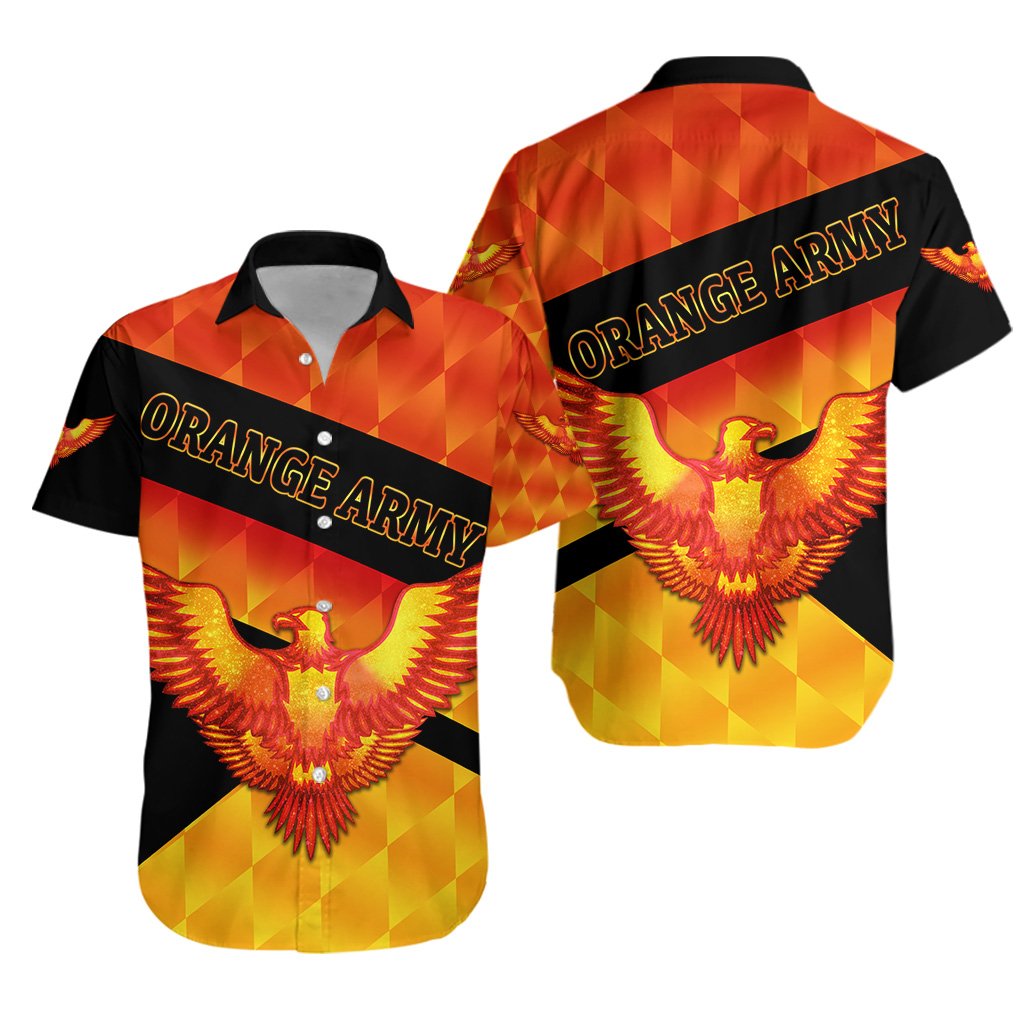 Sunrisers Hyderabad Orange Army Hawaiian Shirt Cricket Sporty Style - Vibe Hoodie Shop