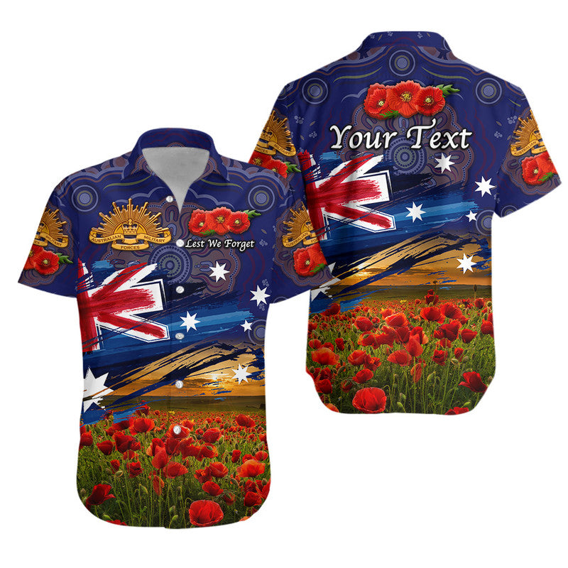 (Custom Personalised) Australia Aboriginal ANZAC Hawaiian Shirt Poppy Vibes - Navy - Vibe Hoodie Shop