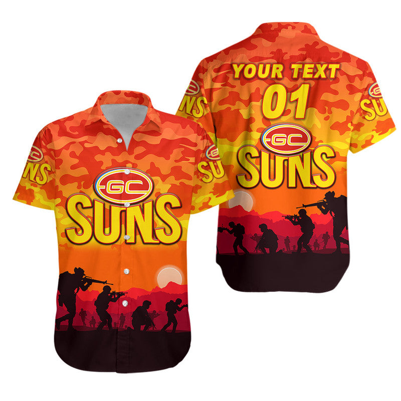 (Custom Personalised) Gold Coast Suns ANZAC Hawaiian Shirt Simple Style - Vibe Hoodie Shop
