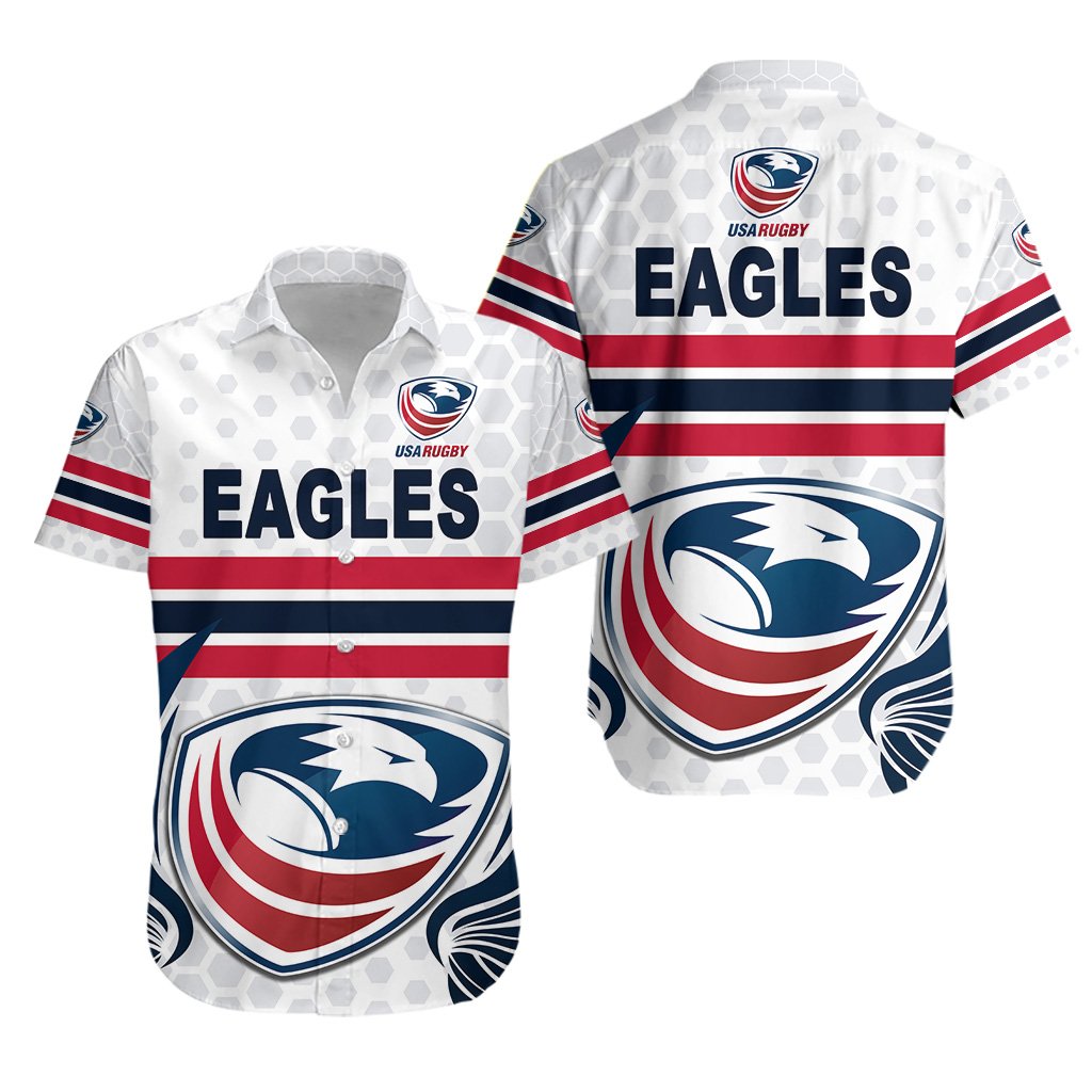 USA Rugby Hawaiian Shirt Eagles Simple Style - White - Vibe Hoodie Shop