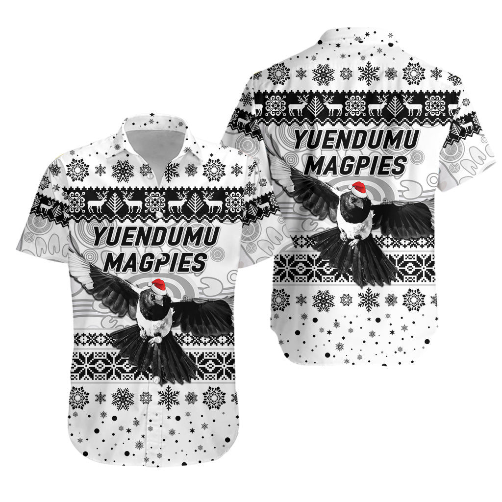 Yuendumu Magpies Football Club Hawaiian Shirt Christmas Simple Style - White - Vibe Hoodie Shop