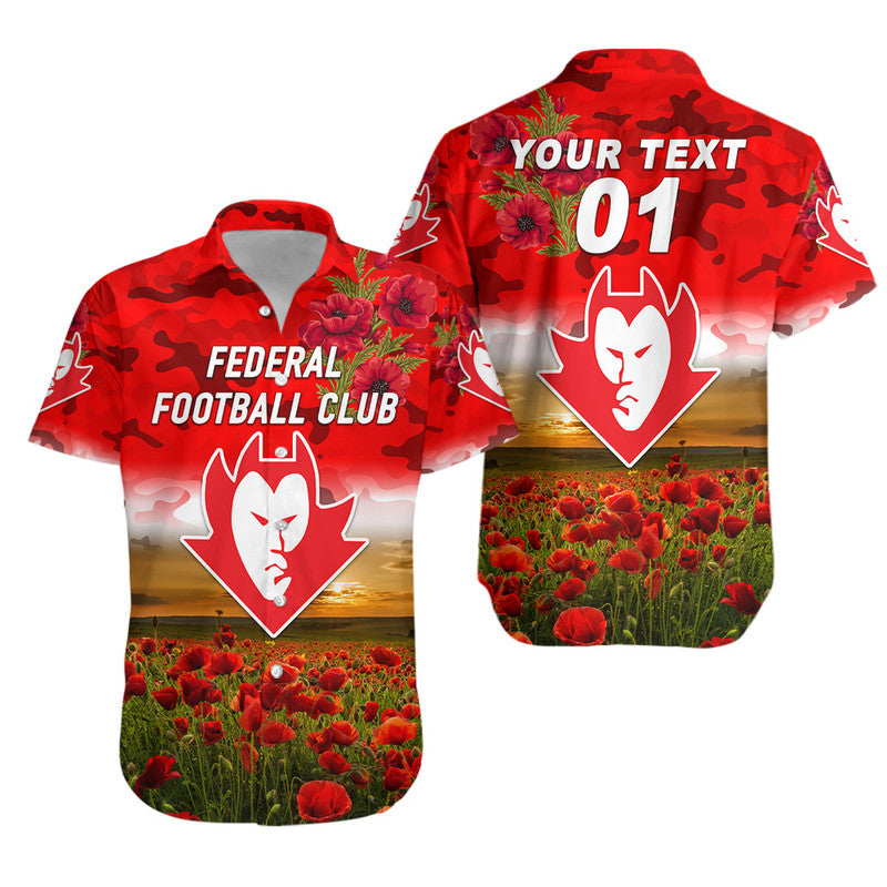 (Custom Personalised) Federal Football Club ANZAC Hawaiian Shirt Poppy Vibes - Vibe Hoodie Shop
