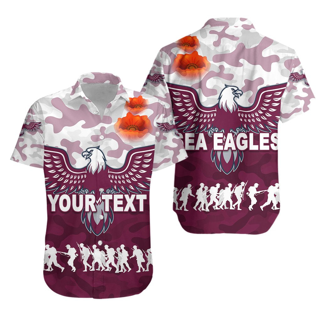 (Custom Personalised) Manly Warringah Hawaiian Shirt Sea Eagles ANZAC Day Camouflage Vibes - Vibe Hoodie Shop