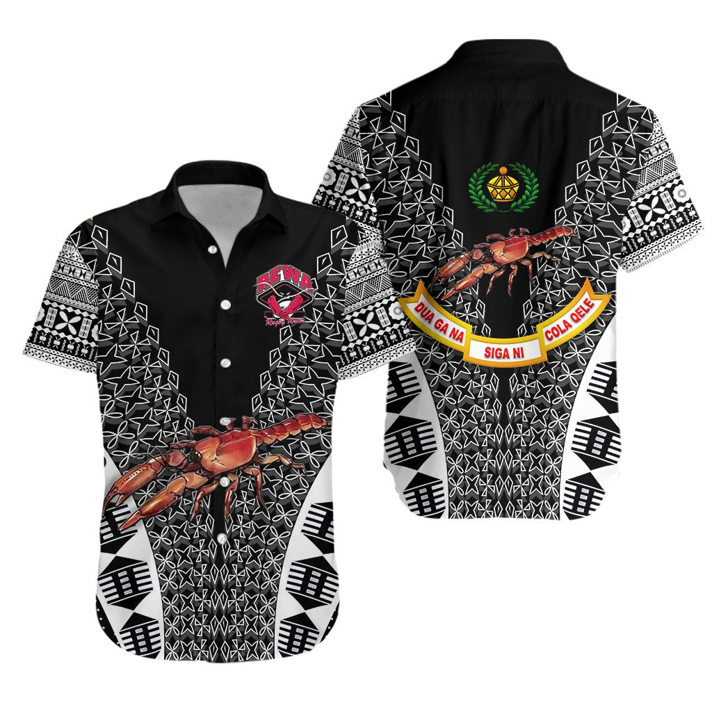 Rewa Rugby Union Fiji Hawaiian Shirt Tapa Vibes - Black - Vibe Hoodie Shop