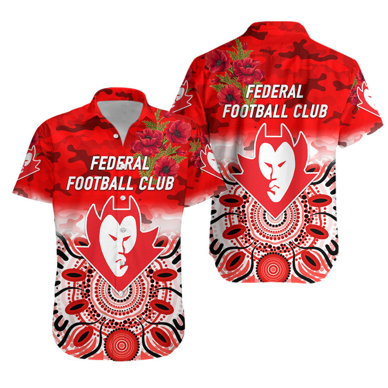 Federal Football Club ANZAC Hawaiian Shirt Indigenous Vibes - Vibe Hoodie Shop