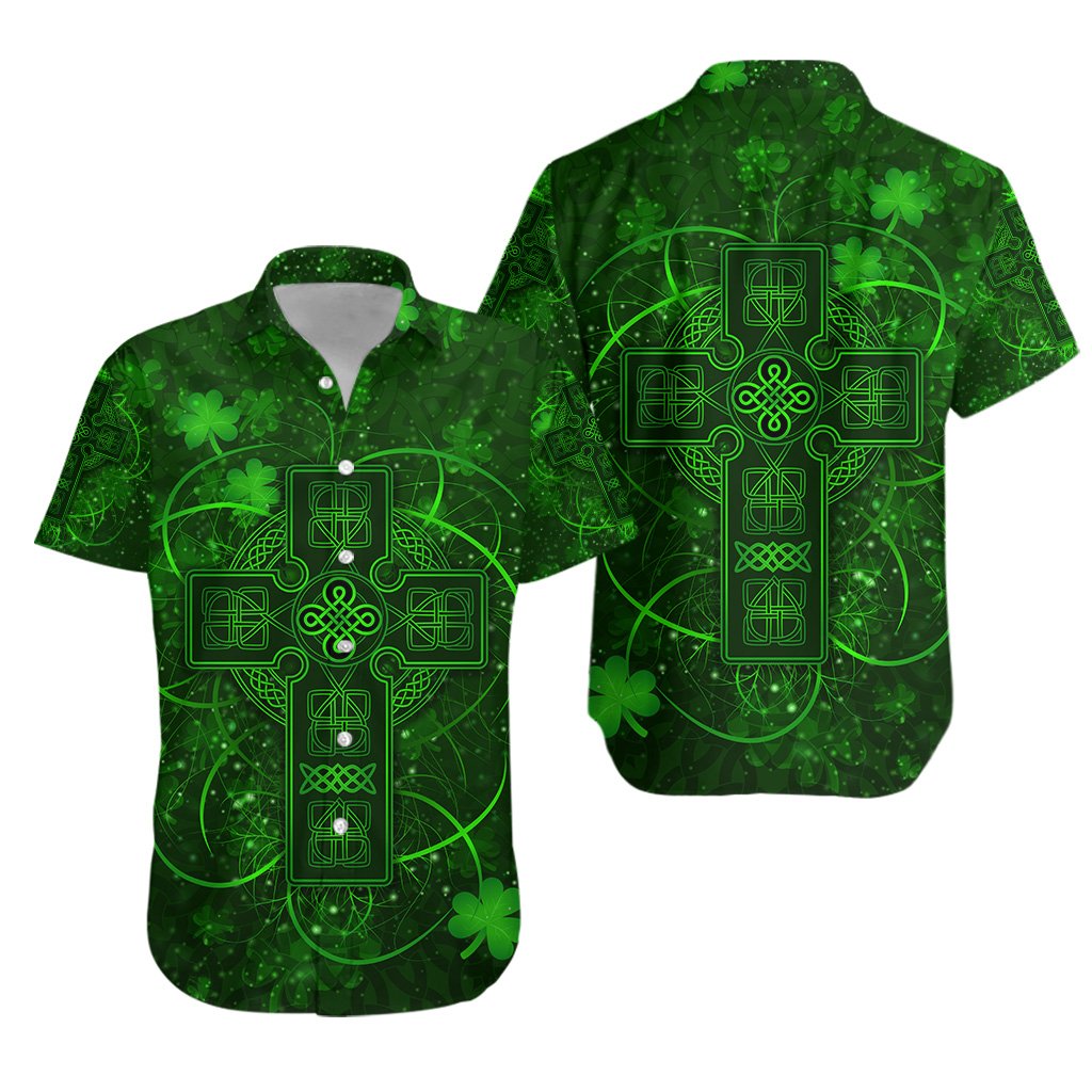 Ireland Hawaiian Shirt Irish Saint Patrick's Day Celtic Cross - Vibe Hoodie Shop