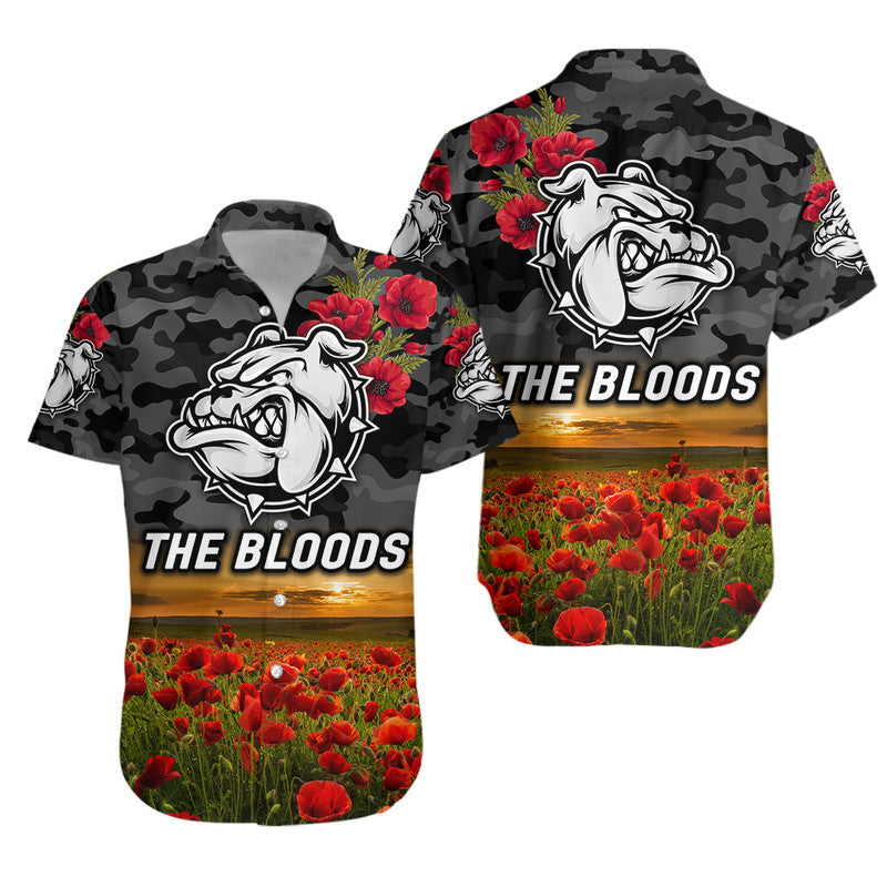 West Football Club Alice Springs ANZAC Hawaiian Shirt The Bloods Poppy Vibes - Black - Vibe Hoodie Shop