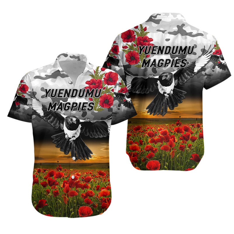 Yuendumu Magpies Football Club ANZAC Hawaiian Shirt Poppy Vibes - Vibe Hoodie Shop
