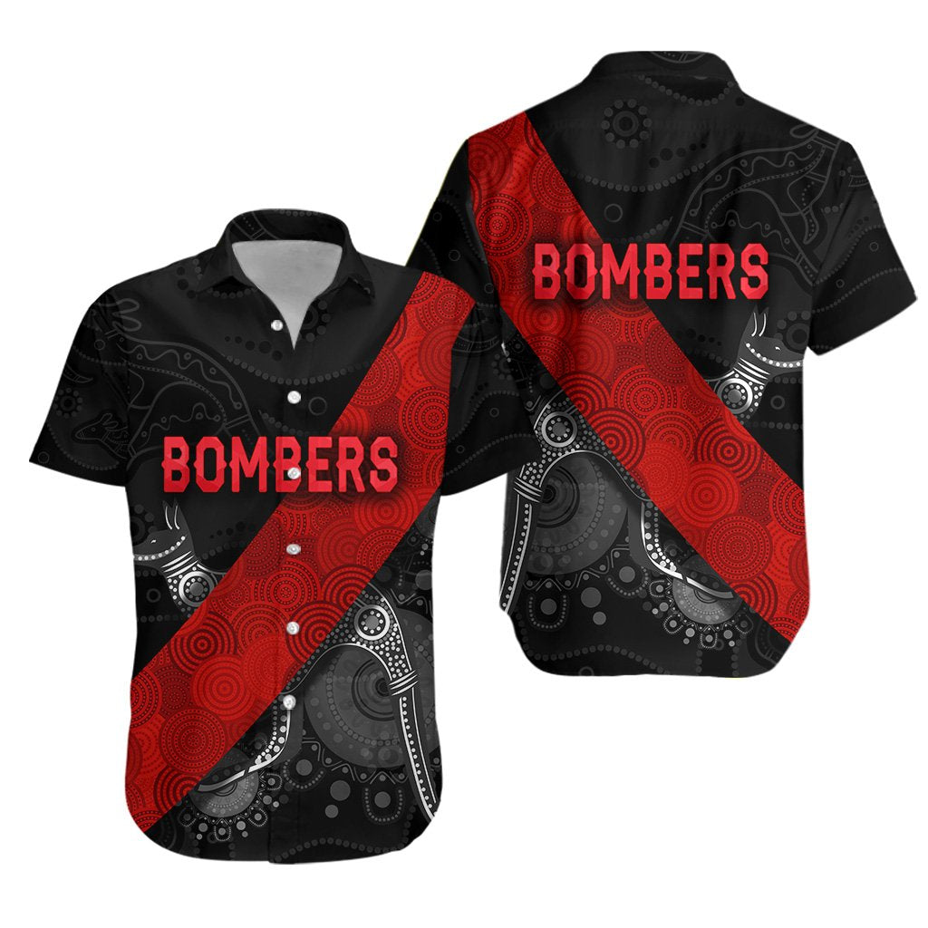 Essendon Hawaiian Shirt Indigenous Bombers - Black - Vibe Hoodie Shop