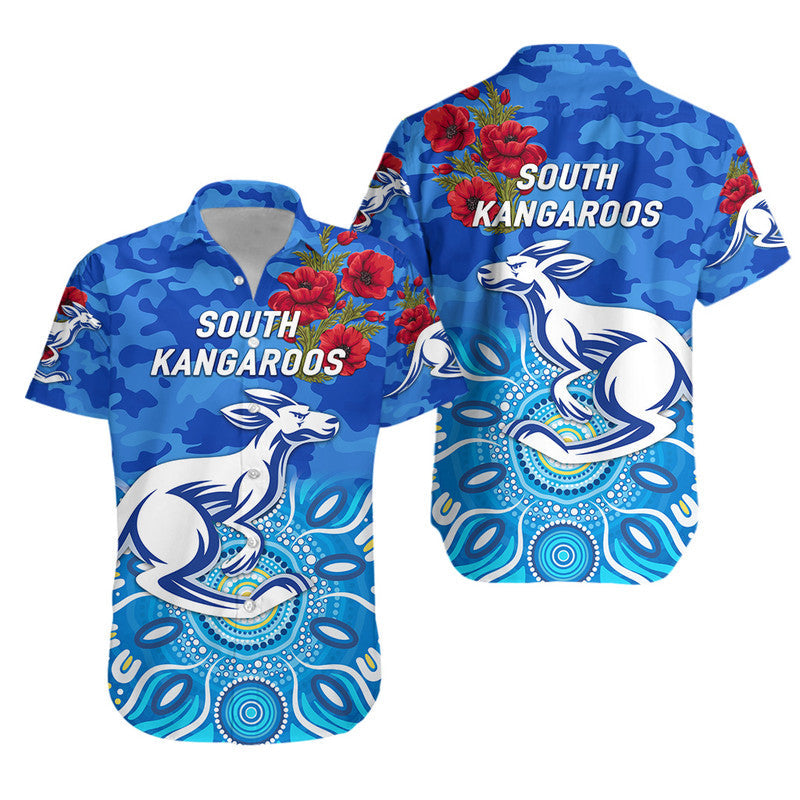 South Alice Football Club Kangaroos ANZAC Hawaiian Shirt Indigenous Vibes - Vibe Hoodie Shop