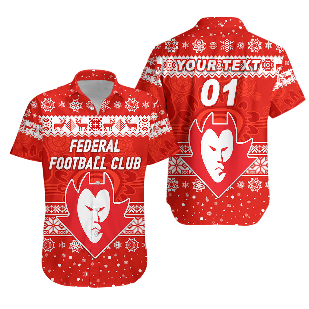 (Custom Personalised) Federal Football Club Hawaiian Shirt Christmas Simple Style - Red - Vibe Hoodie Shop