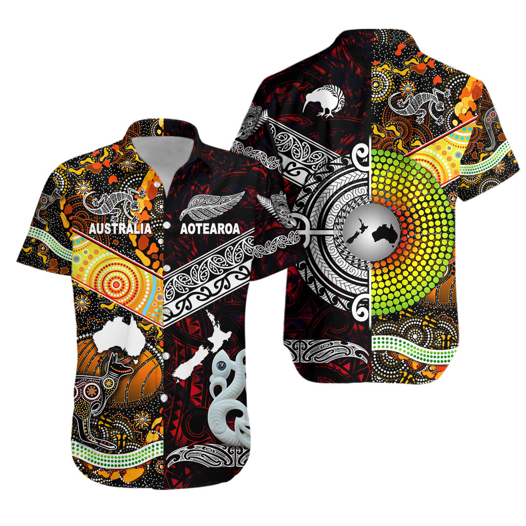 New Zealand Maori Aotearoa And Australia Aboriginal Hawaiian Shirt Together - Red - Vibe Hoodie Shop