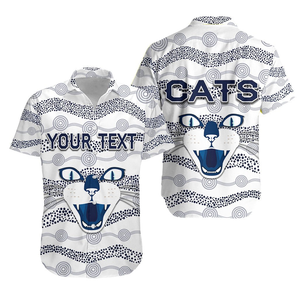 (Custom Personalised) Geelong Hawaiian Shirt Cats Indigenous - White - Vibe Hoodie Shop