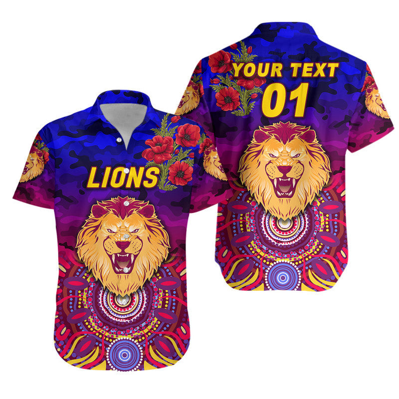 (Custom Personalised) Brisbane Lions ANZAC Hawaiian Shirt Indigenous Vibes - Vibe Hoodie Shop