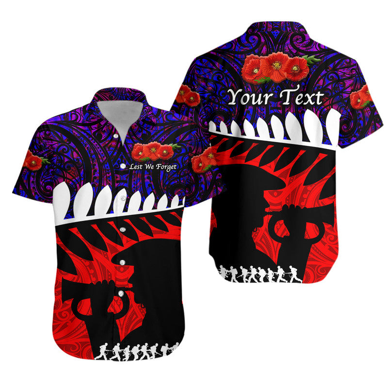 (Custom Personalised) New Zealand Maori ANZAC Hawaiian Shirt Remembrance Soldier - Purple - Vibe Hoodie Shop