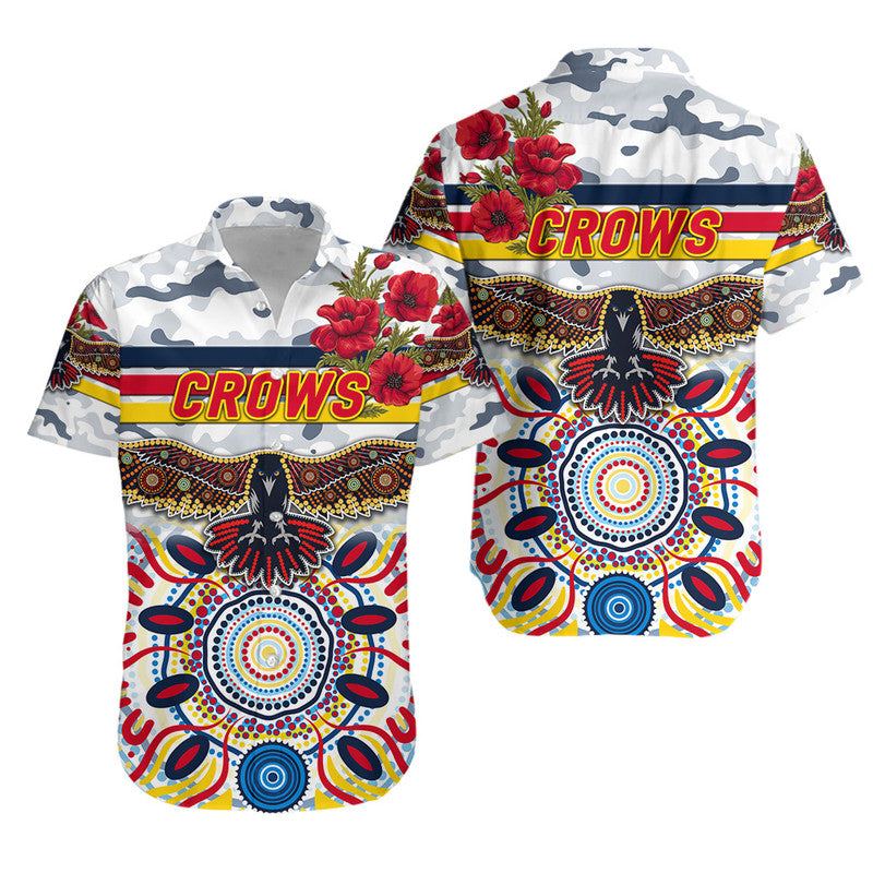 Adelaide Crows ANZAC Hawaiian Shirt Indigenous Vibes - White - Vibe Hoodie Shop