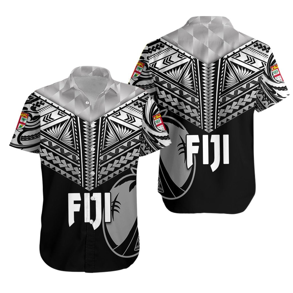 Fiji Rugby Hawaiian Shirt Coconut Sporty Vibes - Full Black - Vibe Hoodie Shop