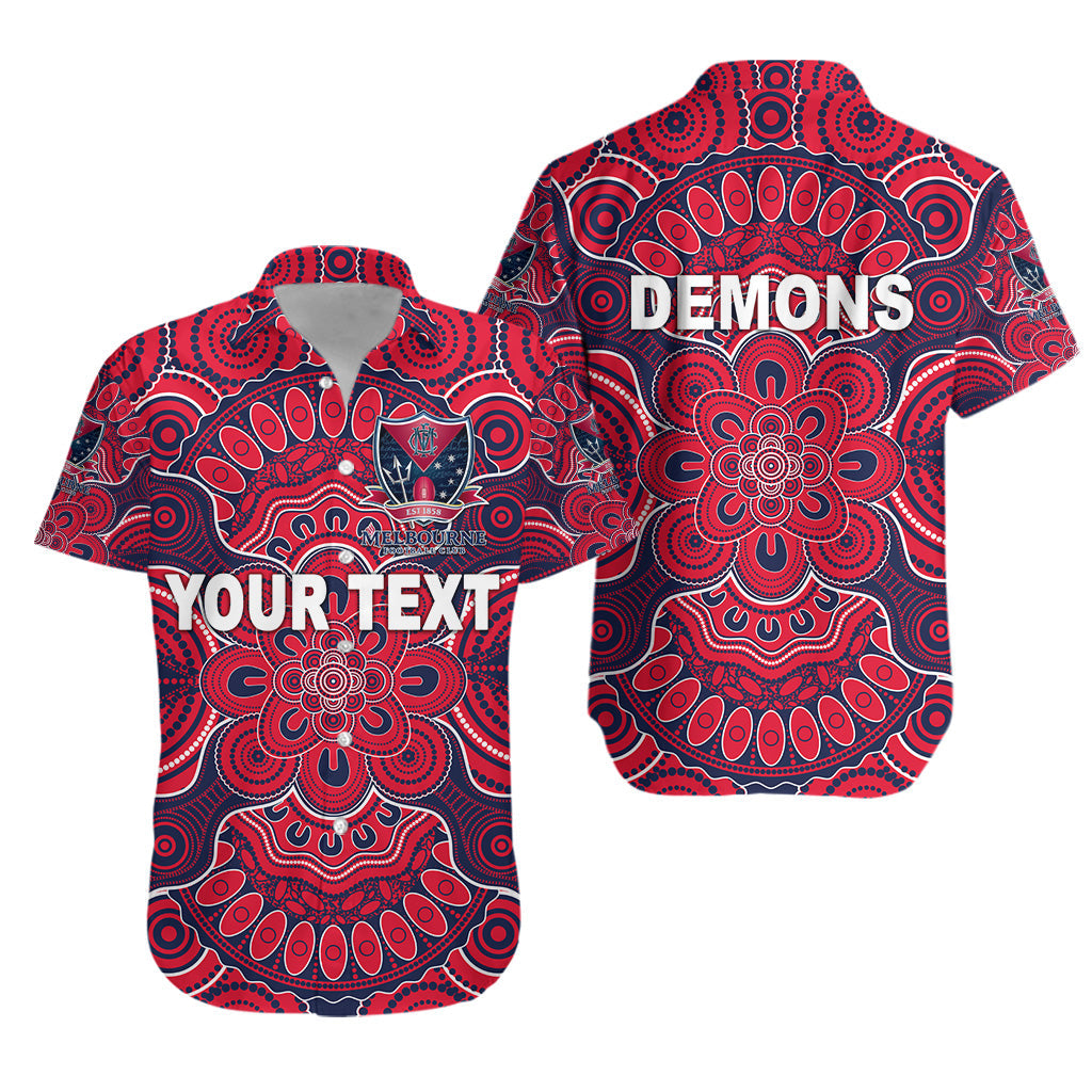 (Custom Personalised) Melbourne Demons Indigenous Hawaiian Shirt Football 2021 Version - Vibe Hoodie Shop