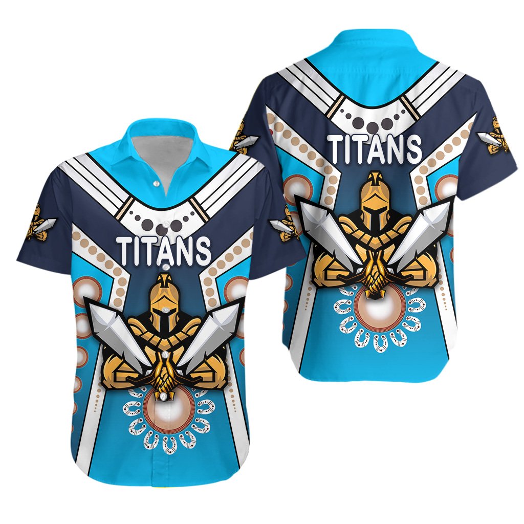 Gold Coast Hawaiian Shirt Titans Gladiator Simple Indigenous - Vibe Hoodie Shop