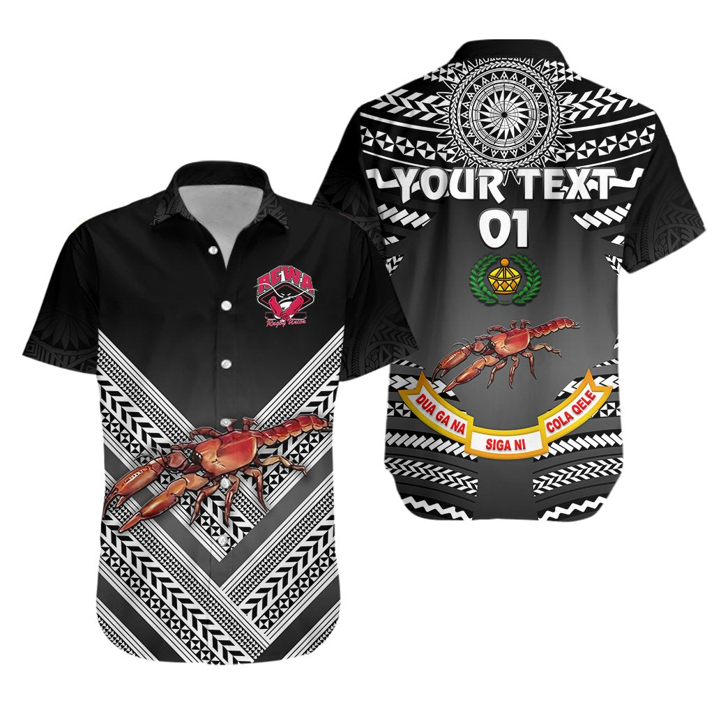 (Custom Personalised) Rewa Rugby Union Fiji Hawaiian Shirt Creative Style - Black NO.1, Custom Text And Number - Vibe Hoodie Shop