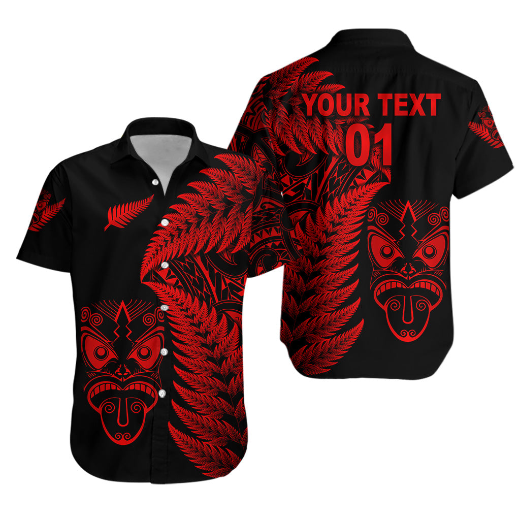 (Custom Personalised) New Zealand Haka Rugby Maori Hawaiian Shirt Silver Fern Vibes - Red - Vibe Hoodie Shop