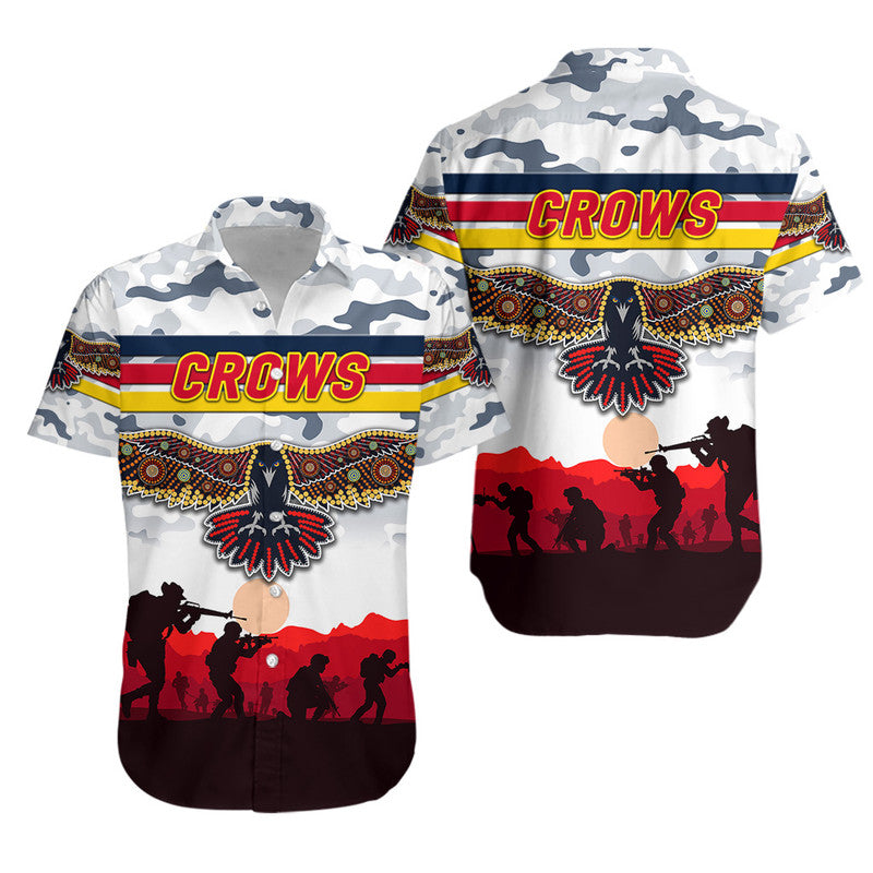 Adelaide Crows ANZAC Hawaiian Shirt Simple Style - White - Vibe Hoodie Shop