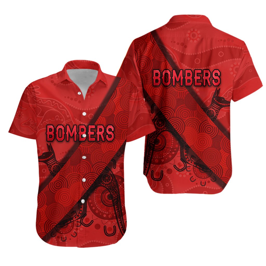 Essendon Hawaiian Shirt Indigenous Bombers - Red - Vibe Hoodie Shop