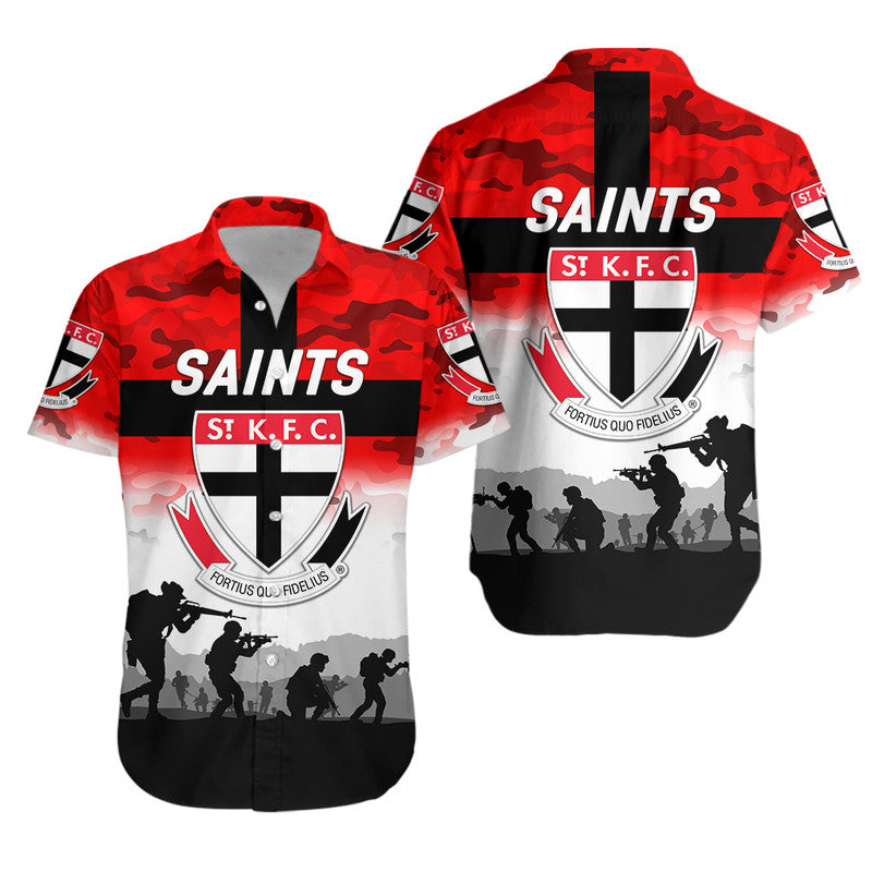 St Kilda Saints ANZAC Hawaiian Shirt Simple Style - Vibe Hoodie Shop
