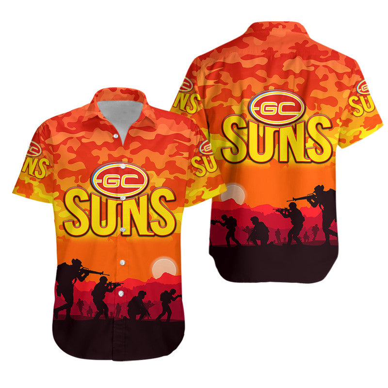 Gold Coast Suns ANZAC Hawaiian Shirt Simple Style - Vibe Hoodie Shop