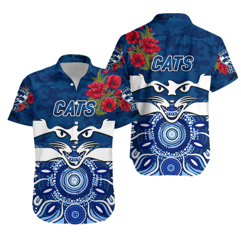 Geelong Cats ANZAC Hawaiian Shirt Indigenous Vibes - Vibe Hoodie Shop