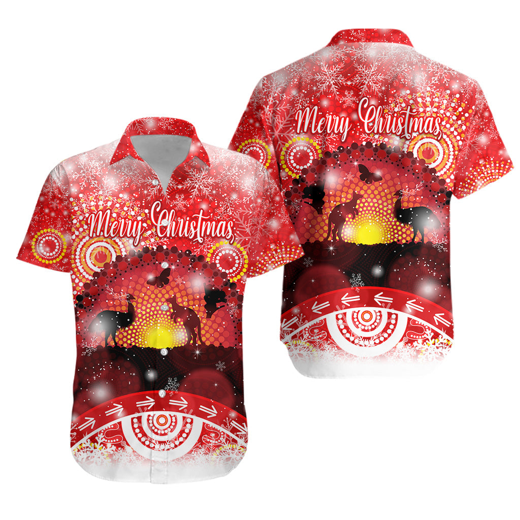 Australia Indigenous Flag Christmas Hawaiian Shirt Original Style - Red - Vibe Hoodie Shop