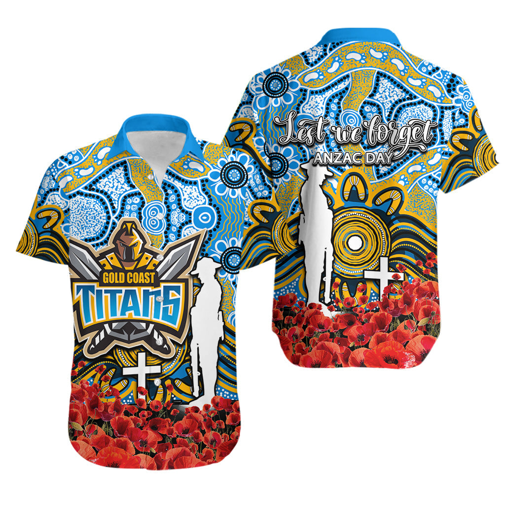 Titans Hawaiian Shirt ANZAC Day Poppy Flowers With Aboriginal - Vibe Hoodie Shop