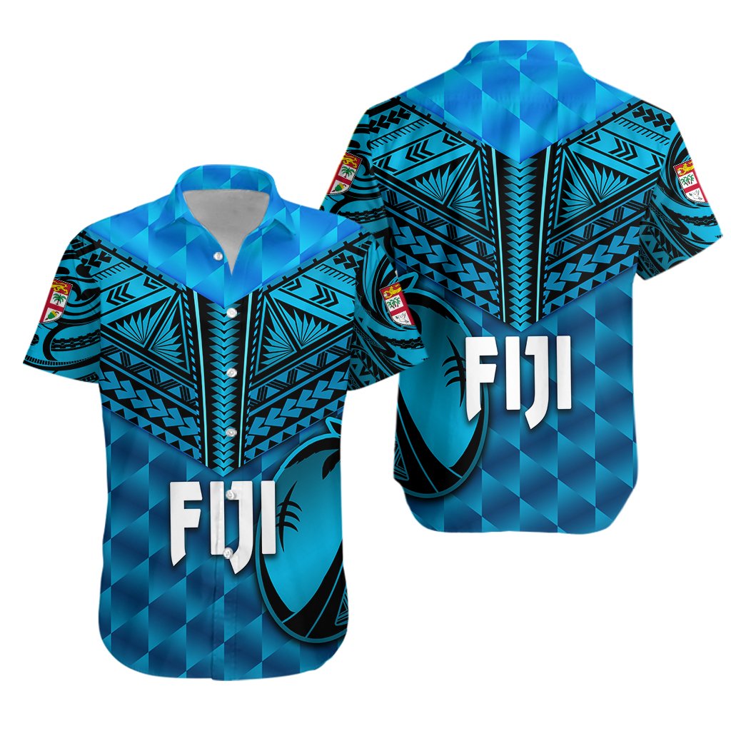 Fiji Rugby Hawaiian Shirt Coconut Sporty Vibes - Blue - Vibe Hoodie Shop