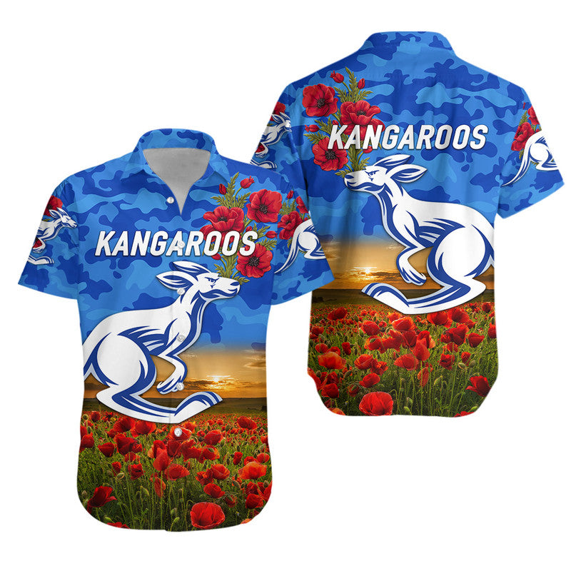 North Melbourne Kangaroos ANZAC Hawaiian Shirt Poppy Vibes - Vibe Hoodie Shop