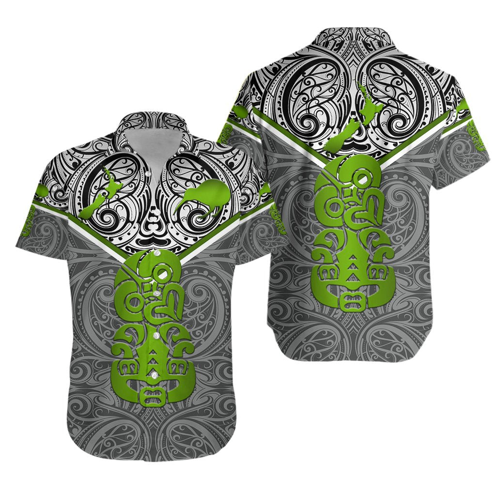 New Zealand Maori Rugby Hawaiian Shirt Pride Version - Gray - Vibe Hoodie Shop