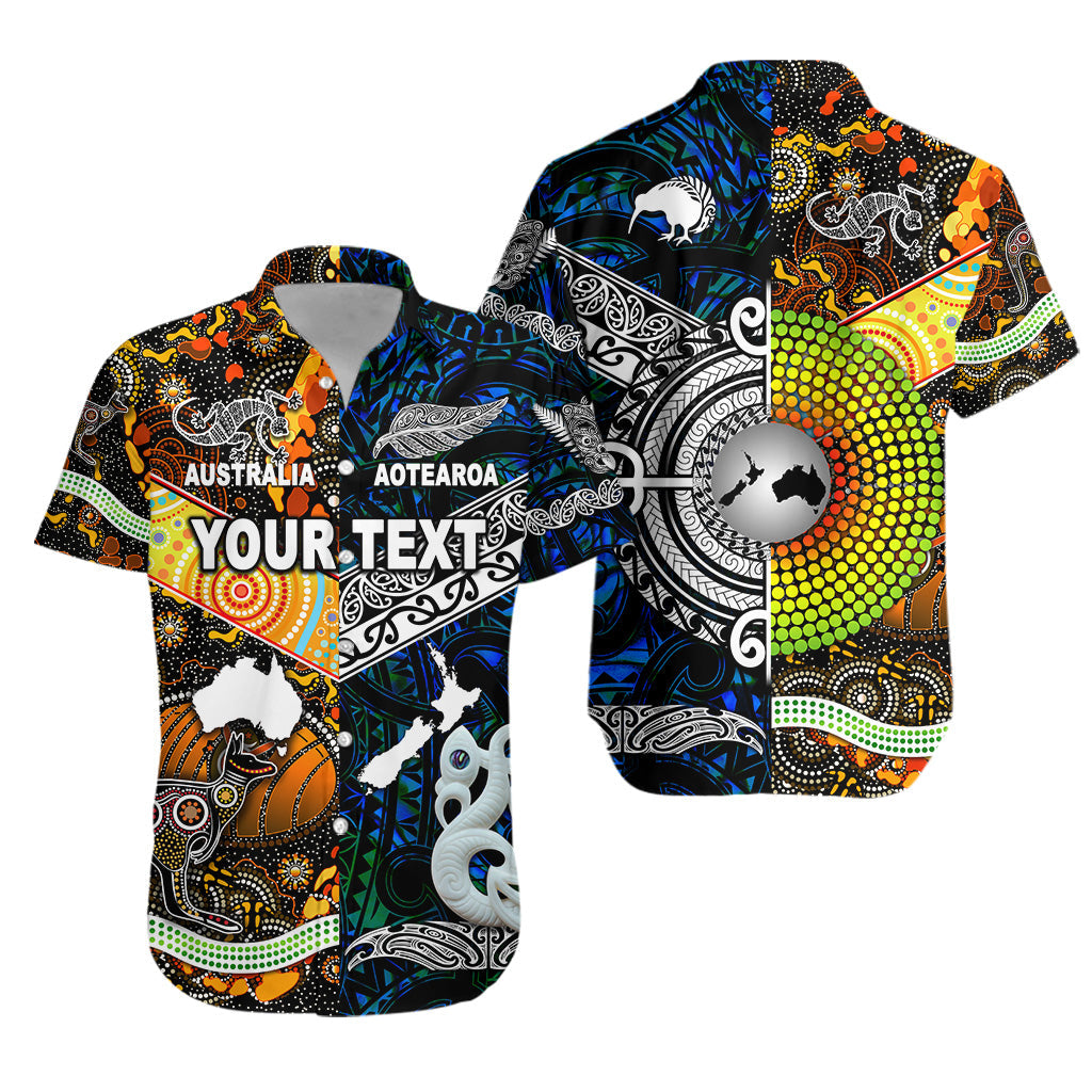 (Custom Personalised) New Zealand Maori Aotearoa And Australia Aboriginal Hawaiian Shirt Together - Blue - Vibe Hoodie Shop